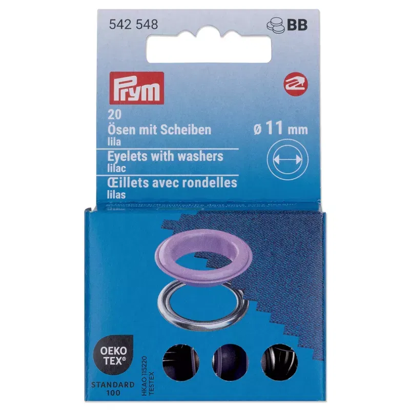 11 mm Prym Eyelets and washers Lilac 20 piece