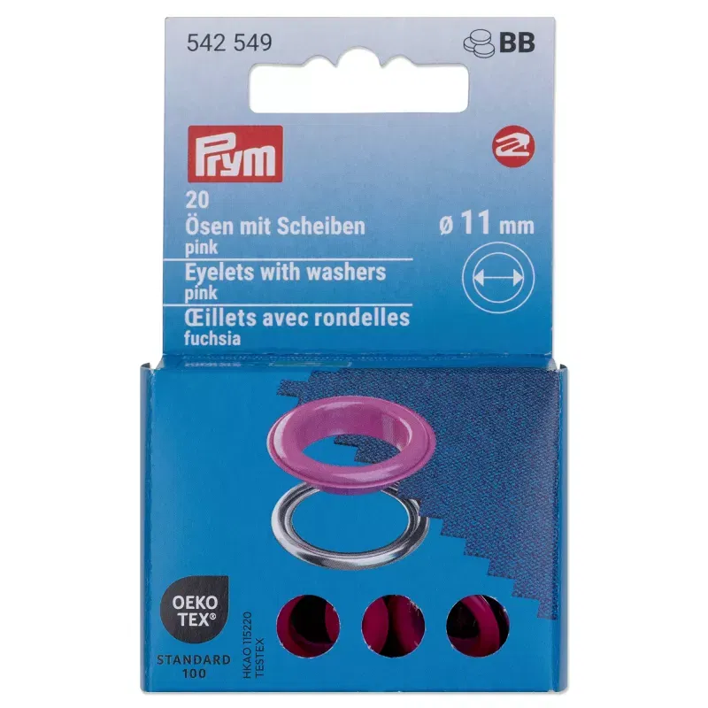 11 mm Prym Eyelets and washers Pink 20 piece