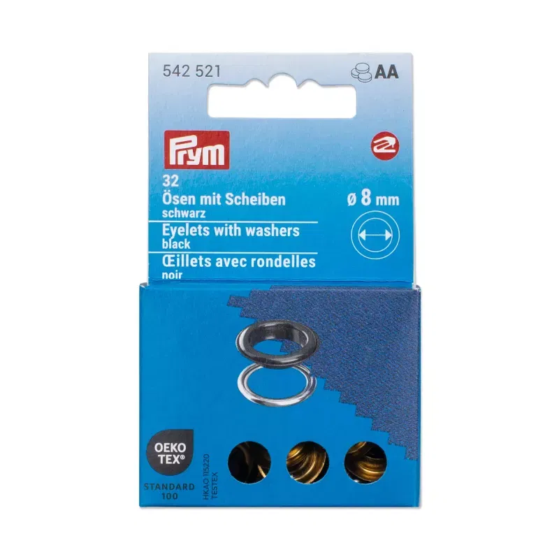 8 mm Prym Eyelets and washers Black 20 piece