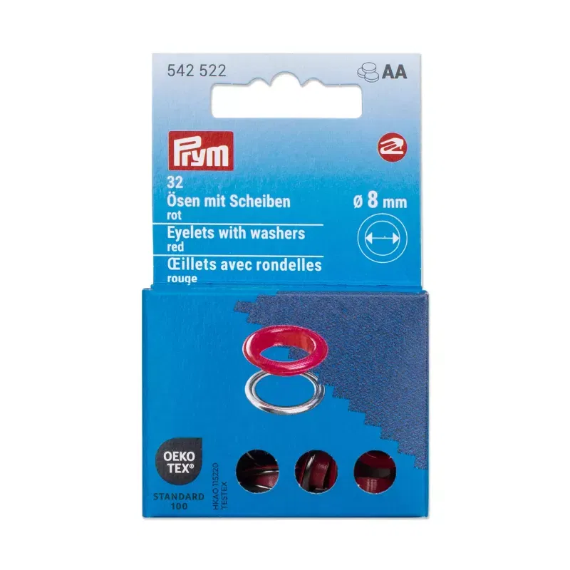 8 mm Prym Eyelets and washers Red 20 piece