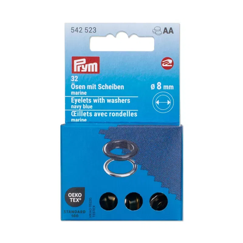 8 mm Prym Eyelets and washers Navy 20 piece