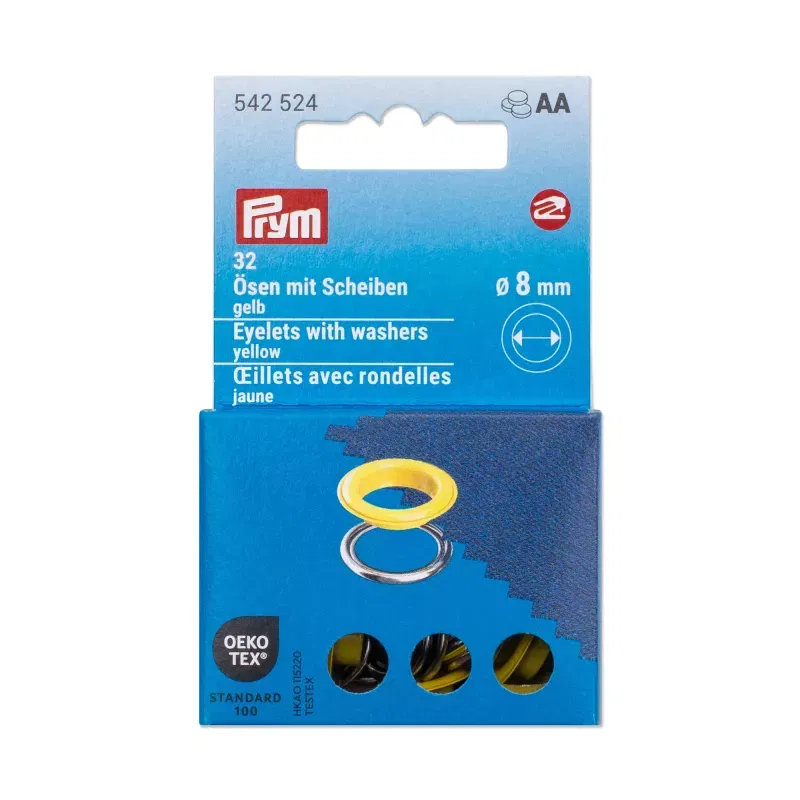 8 mm Prym Eyelets and washers Yellow 20 piece