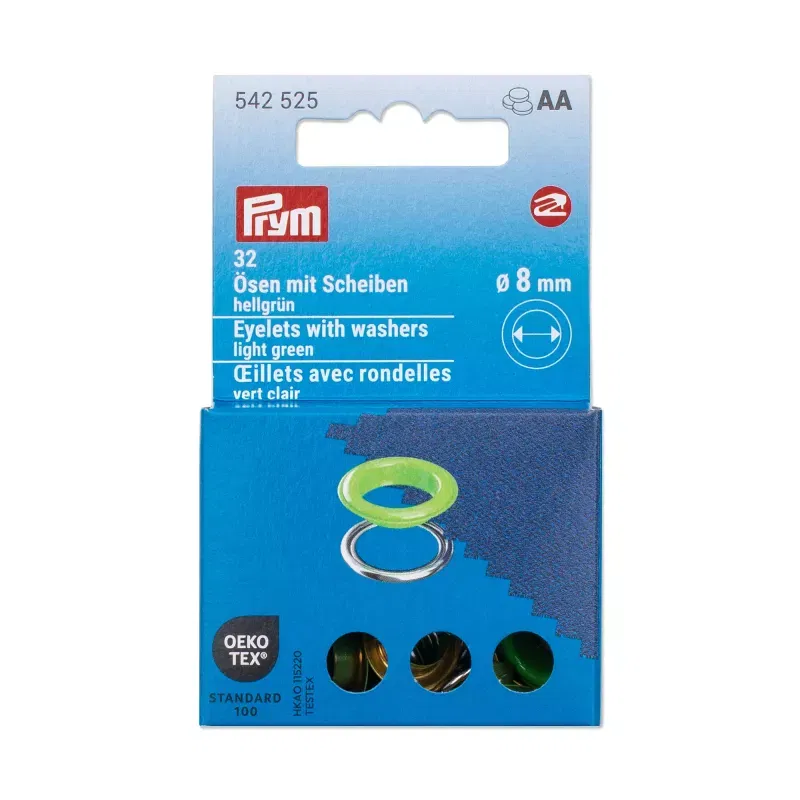 8 mm Prym Eyelets and washers Light Green 20 piece