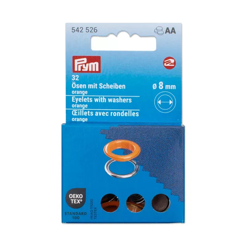 8 mm Prym Eyelets and washers Orange 20 piece