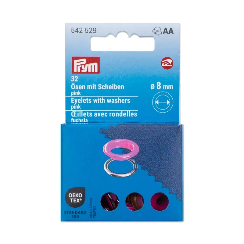 8 mm Prym Eyelets and washers Pink 20 piece