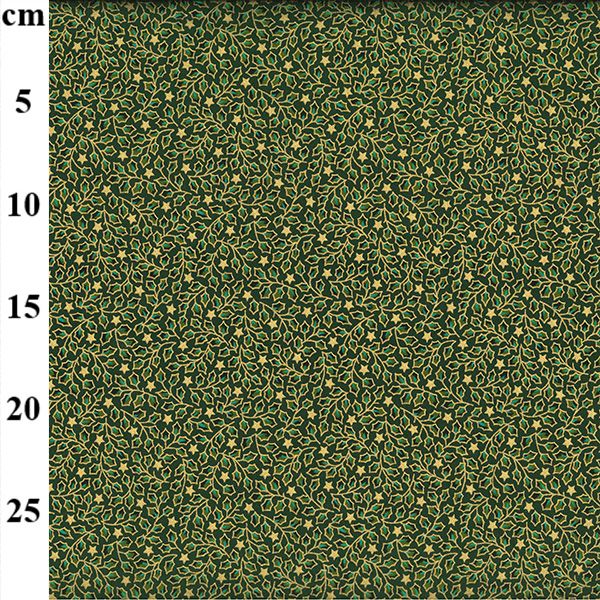 Christmas Cotton Christmas Holly Green Metallic
