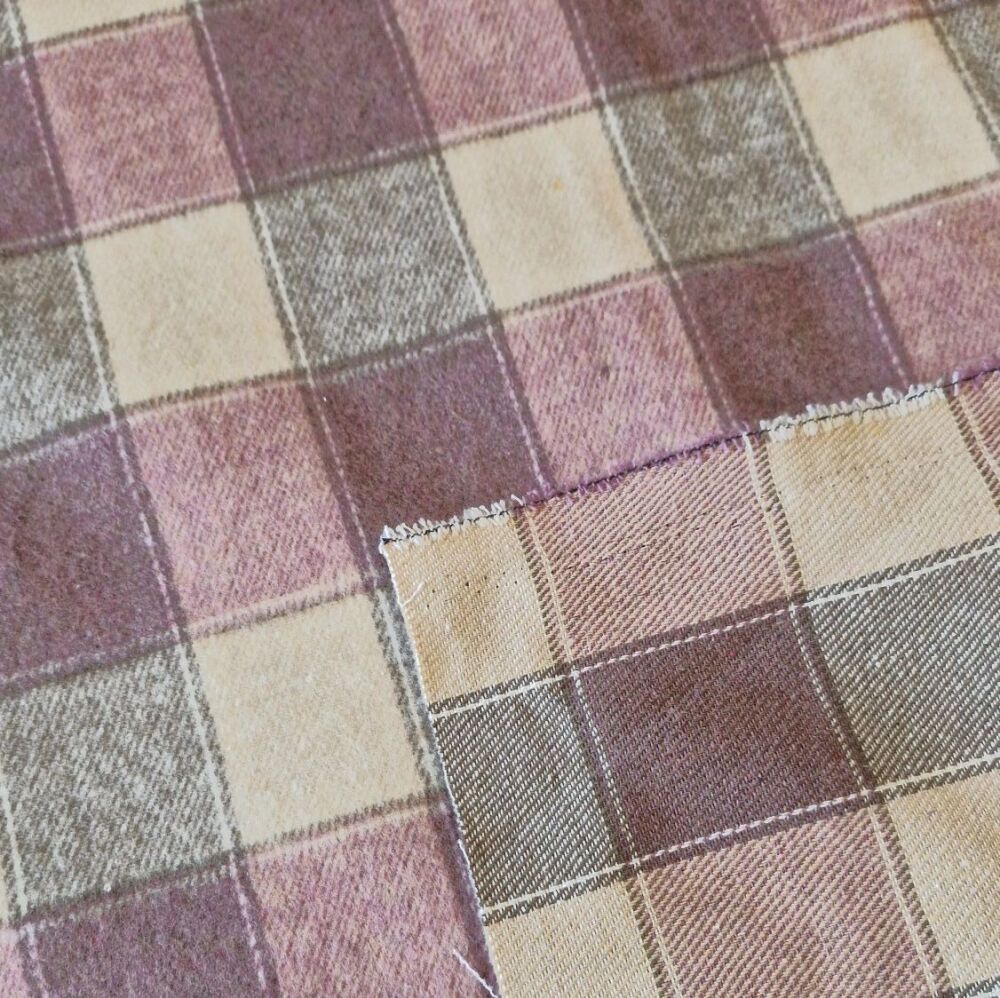 Brushed Cotton Yard Dyed Checks Pink Grey