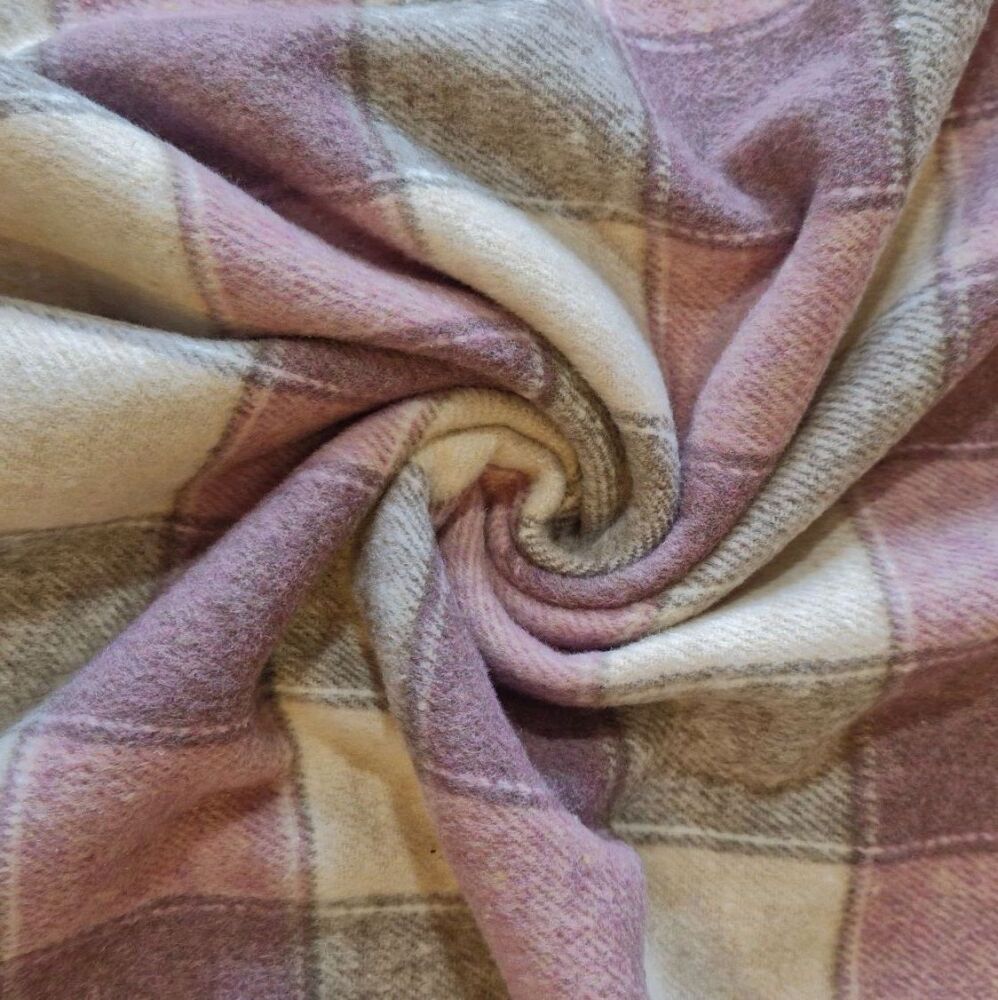 Brushed Cotton Yard Dyed Checks Pink Grey