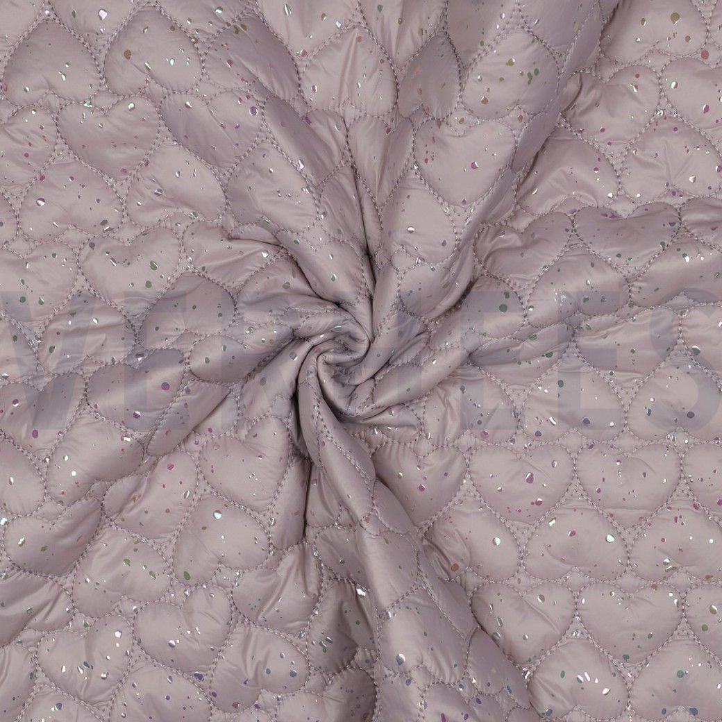 Quilted Stepped Foil Hearts Fabric