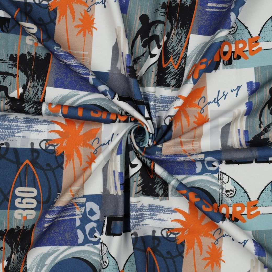 Cotton Jersey Fabric Digital Beach