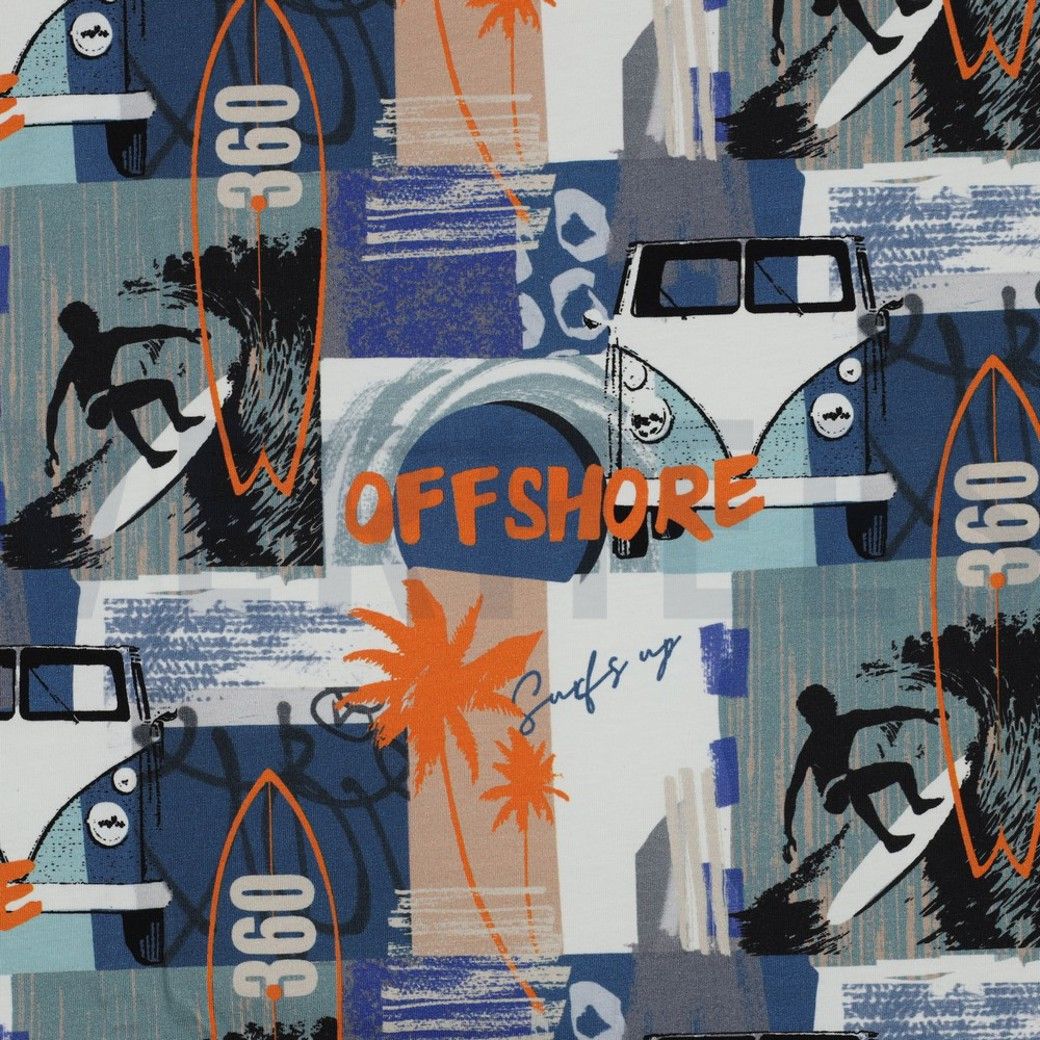 Cotton Jersey Fabric Digital Beach