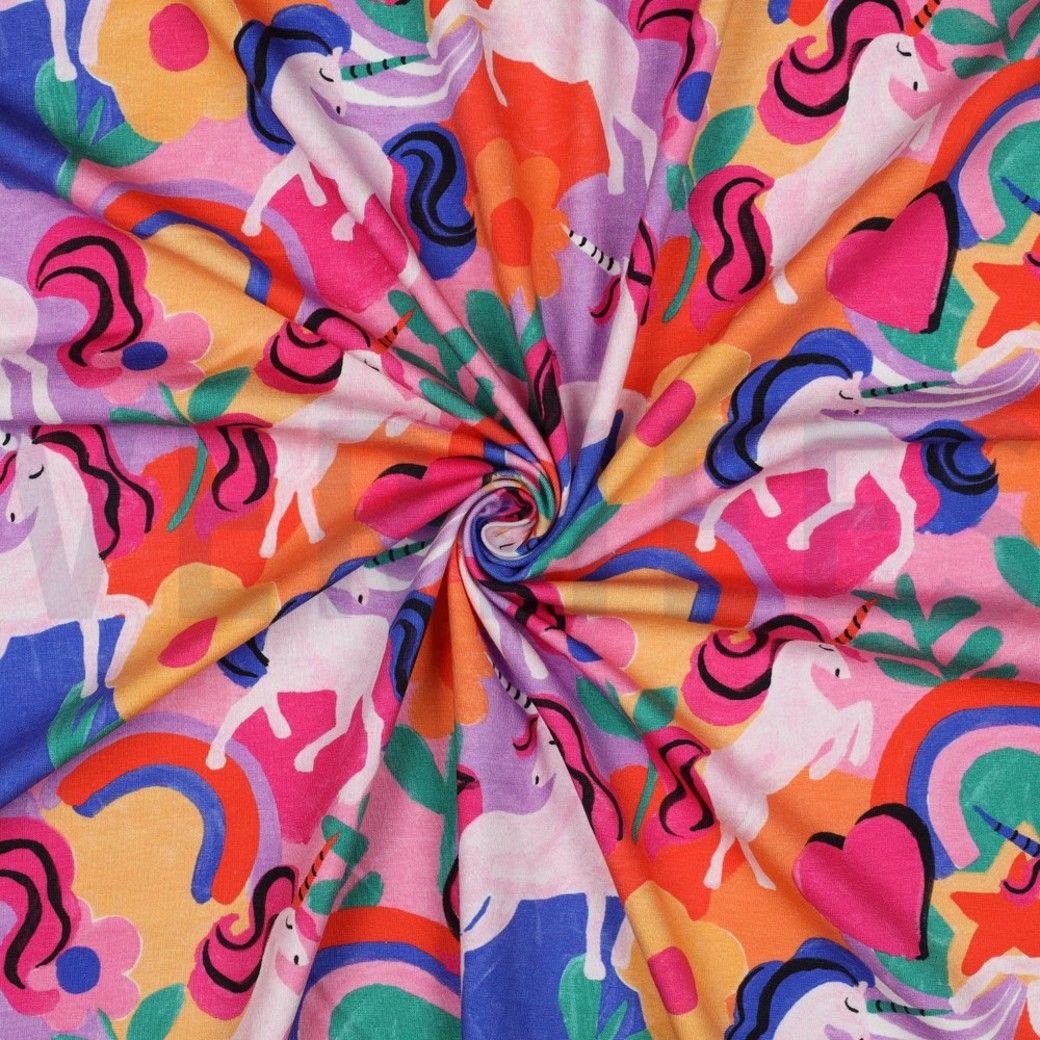 Cotton Jersey Fabric Digital Unicorn