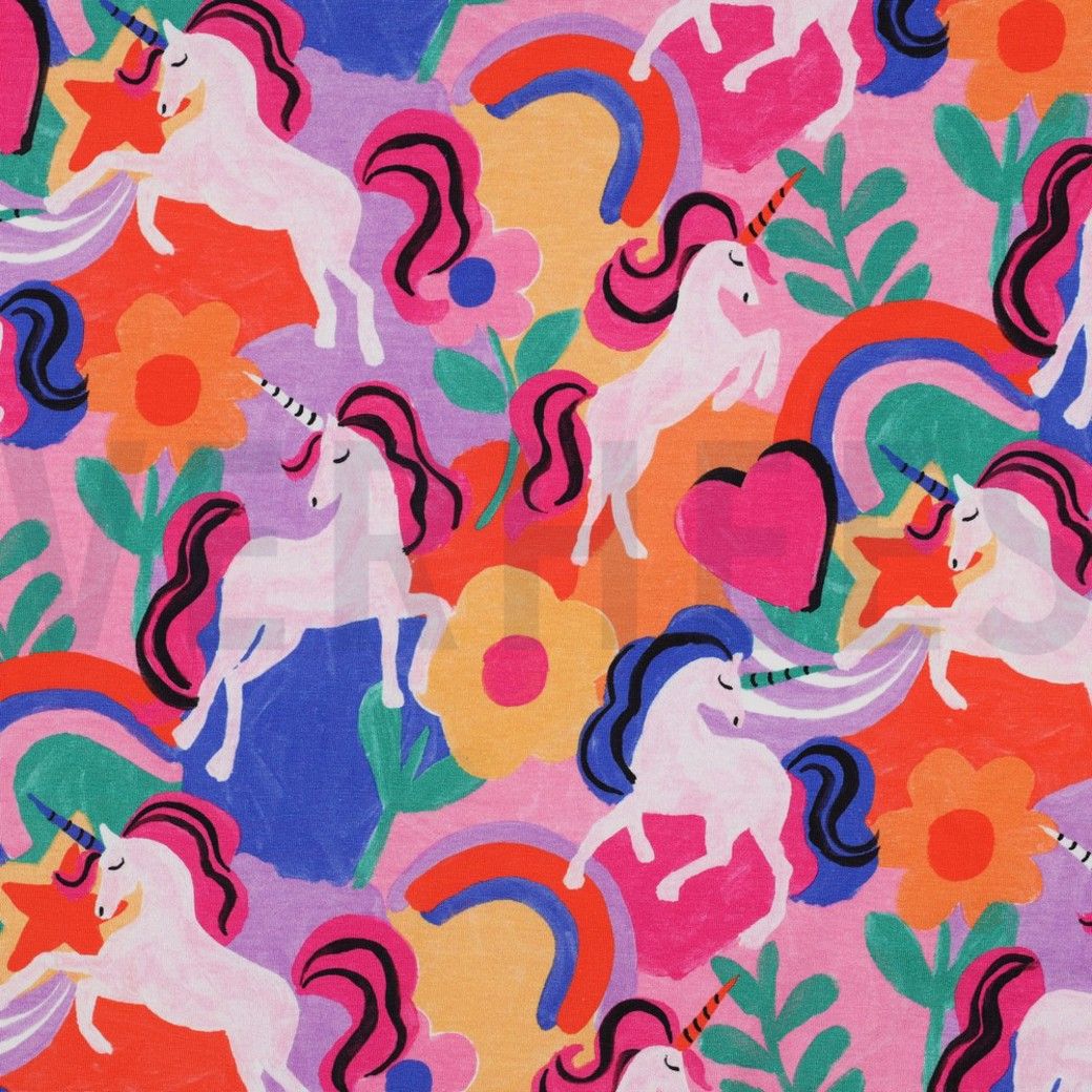 Cotton Jersey Fabric Digital Unicorn