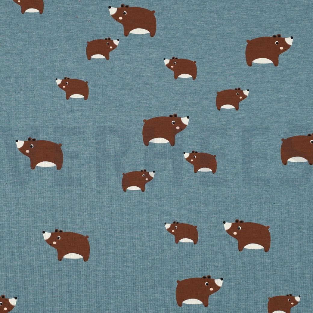 Cotton Jersey Fabric Melange Bears