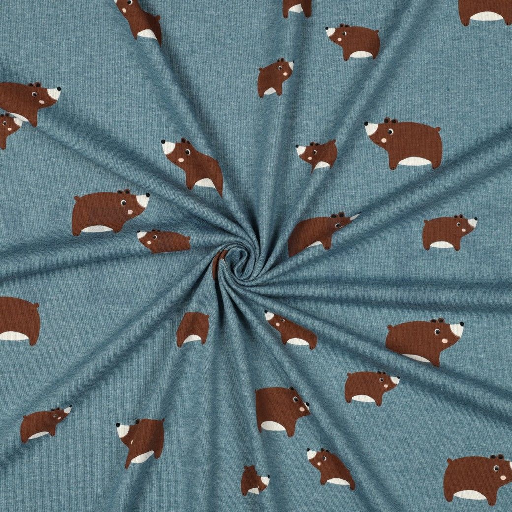 Cotton Jersey Fabric Melange Bears