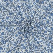Cotton Jersey Fabric Flowers White