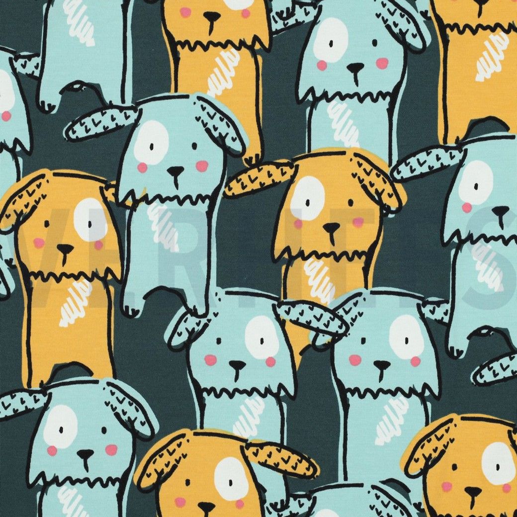 Cotton Jersey Fabric Dogs