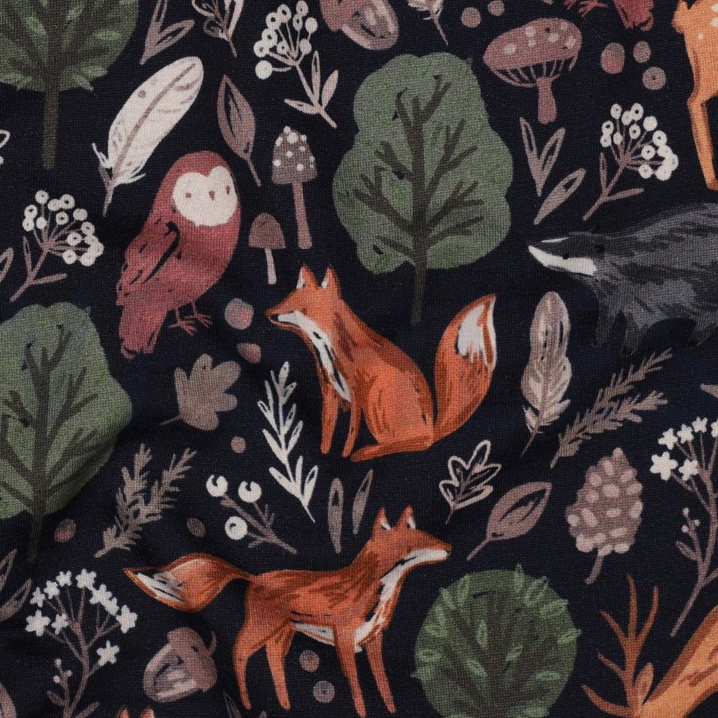 Sweatshirt Fabric Digital Forest Animals