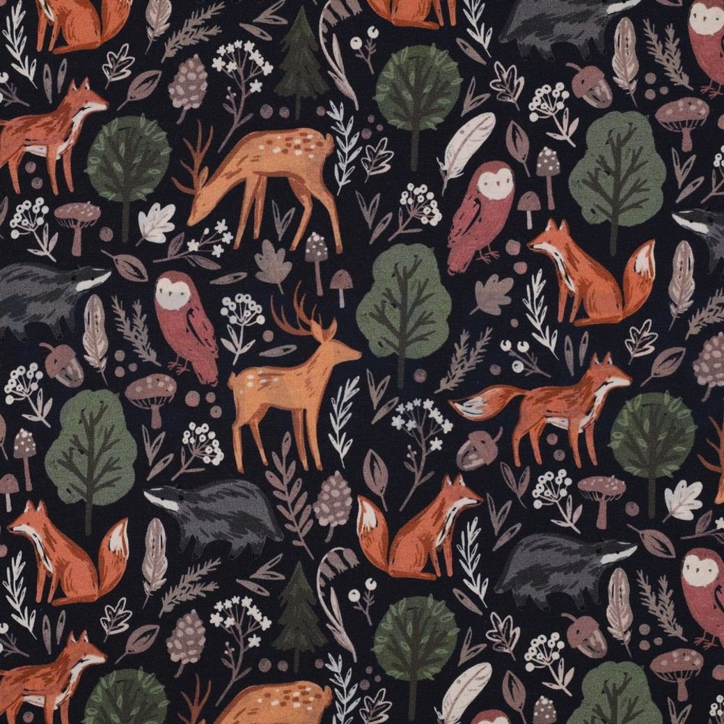 Sweatshirt Fabric Digital Forest Animals