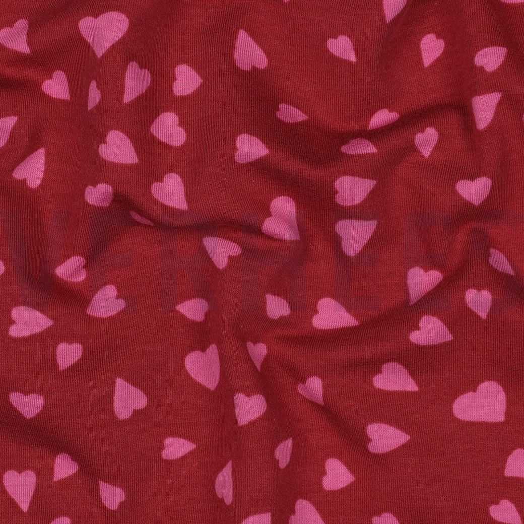 French Terry Digital Hearts Red