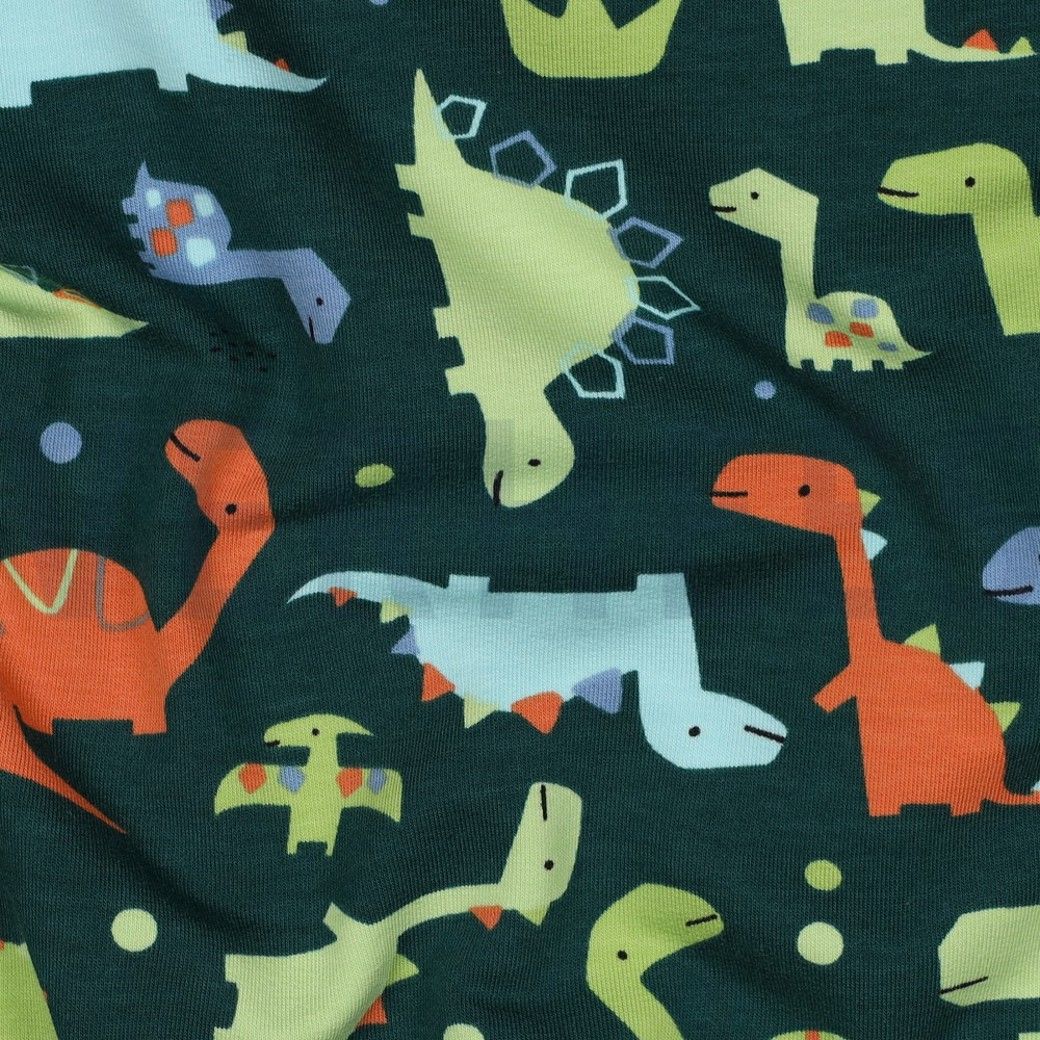 French Terry Digital Dinosaur Green