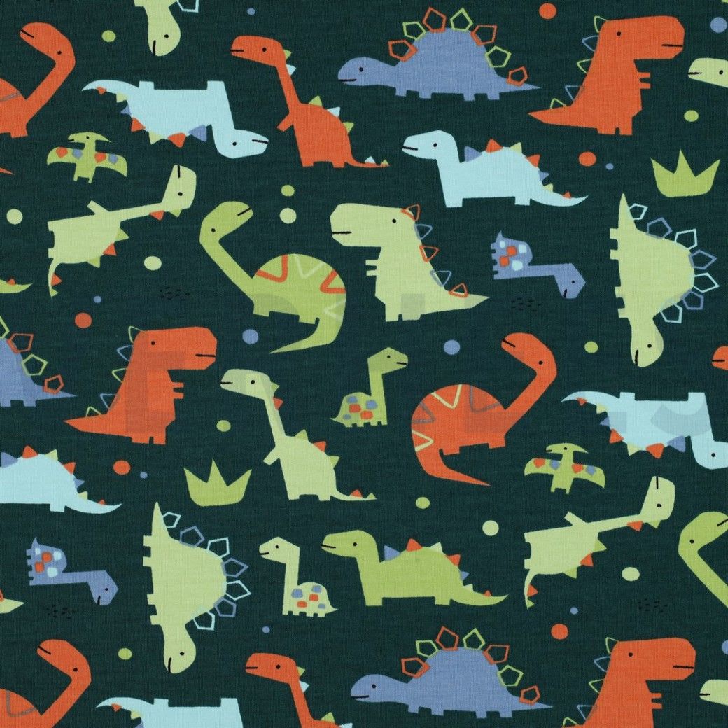 French Terry Digital Dinosaur Green