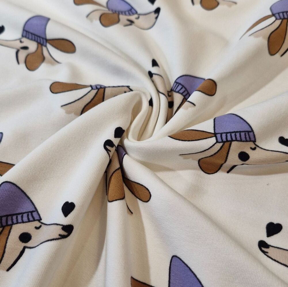 French Terry Digital Forest Dogs & Hearts