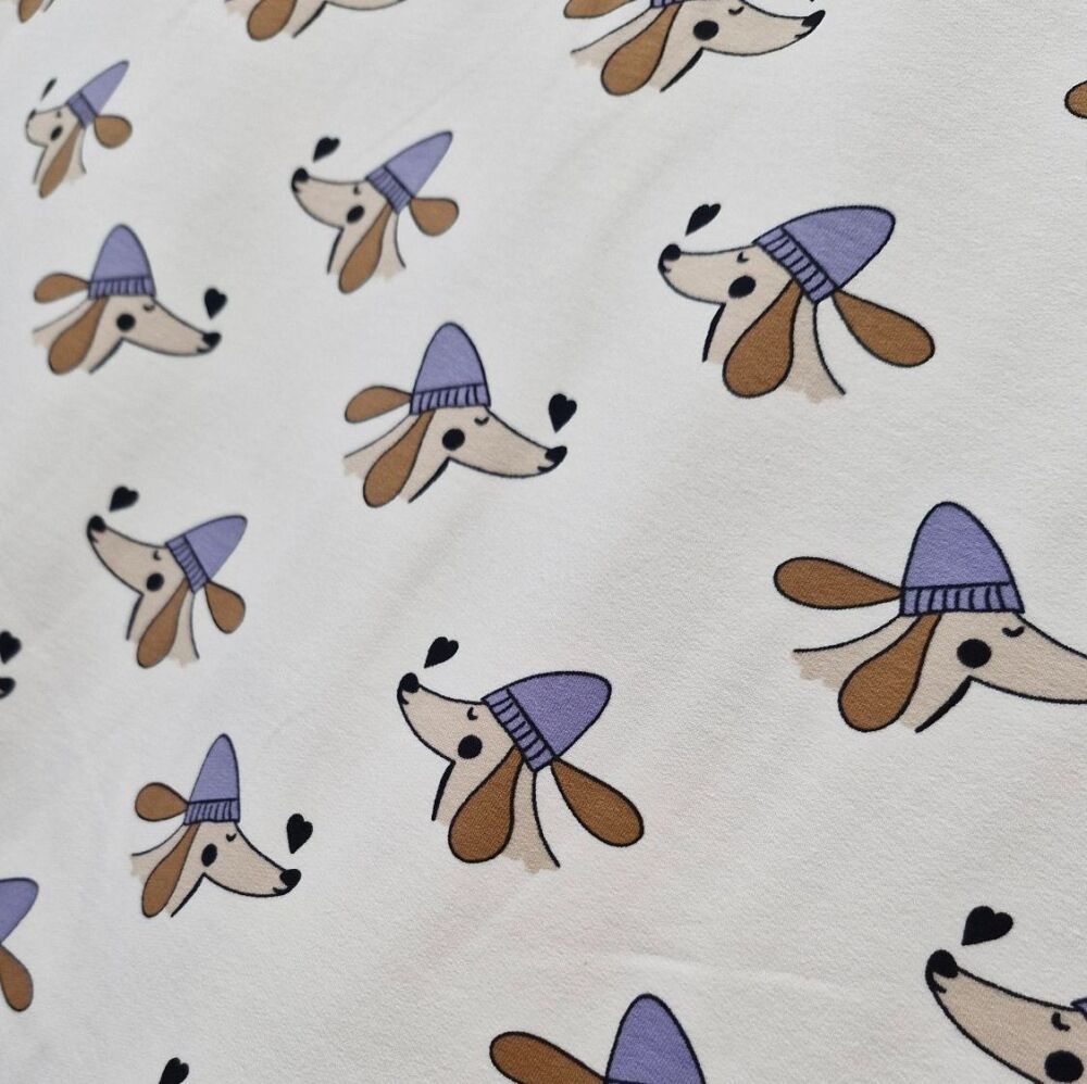 French Terry Digital Forest Dogs & Hearts