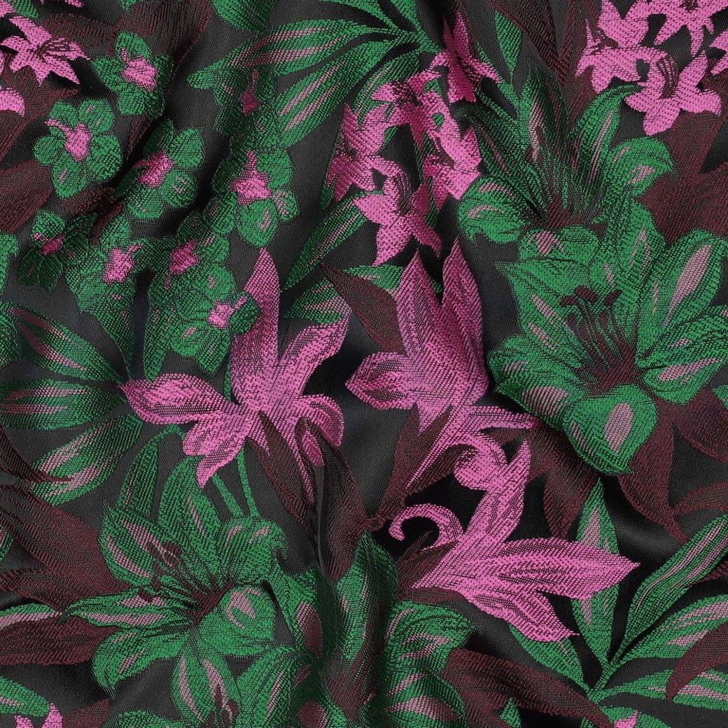 Jacquard Fabric Flowers Green