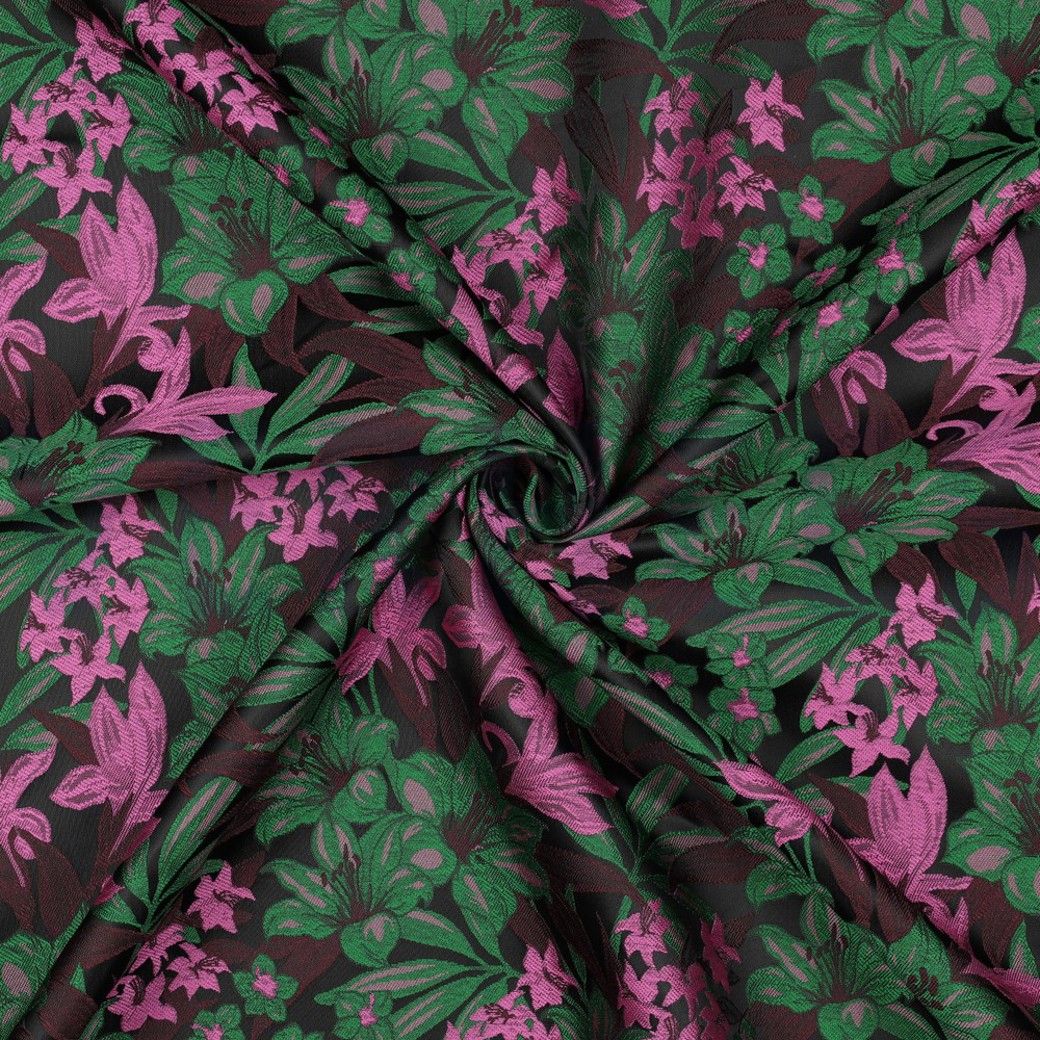 Jacquard Fabric Flowers Green