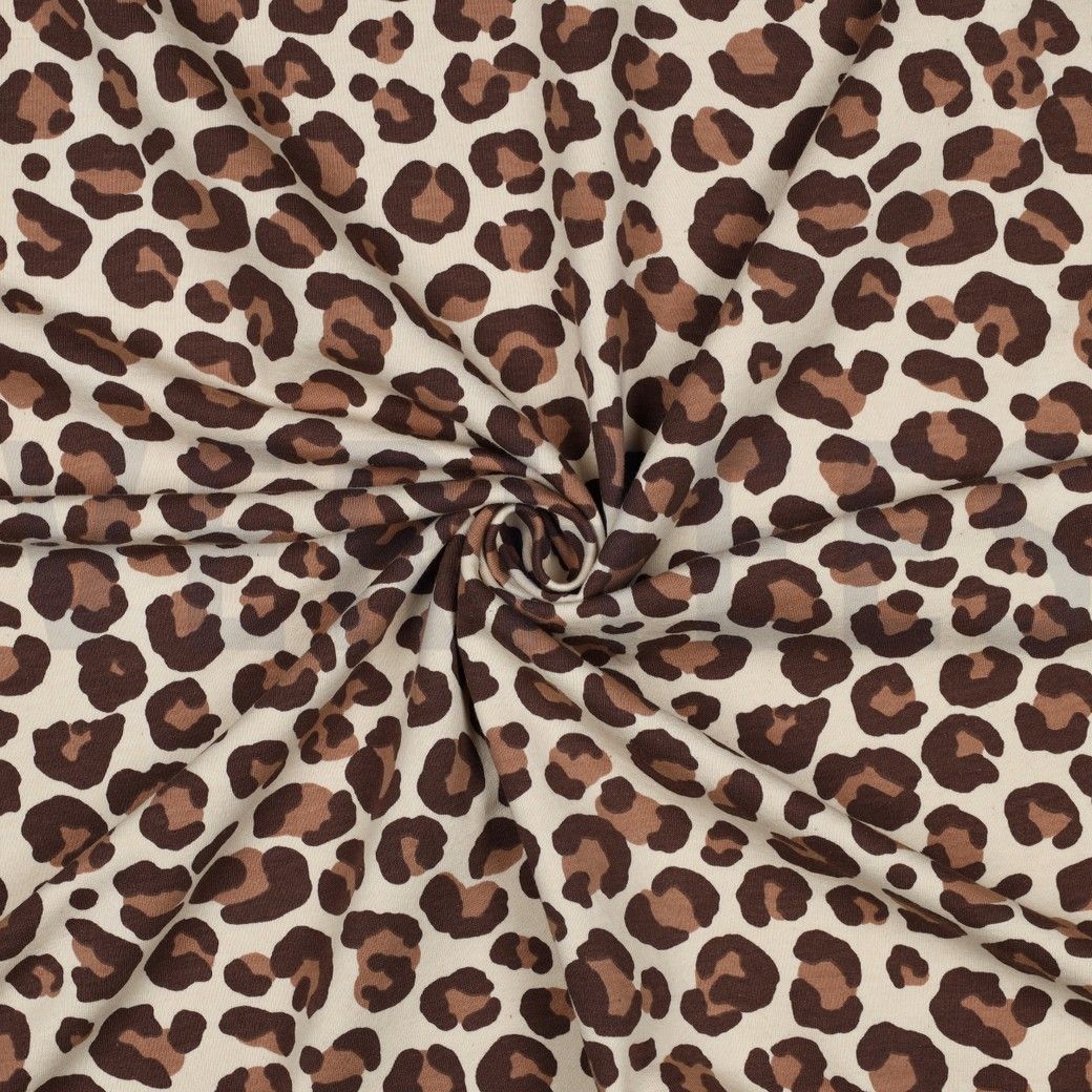 Sweatshirt Fabric Leopard print Brown
