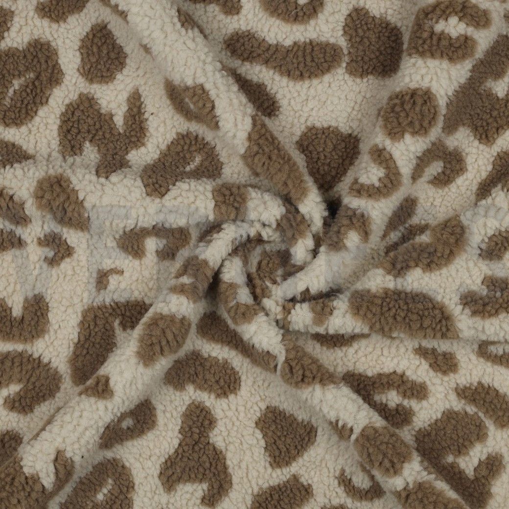 Teddy Jauquard Fabric Animal Print Brown