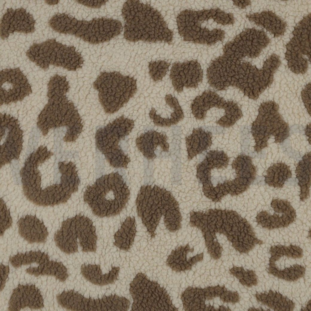 Teddy Jauquard Fabric Animal Print Brown