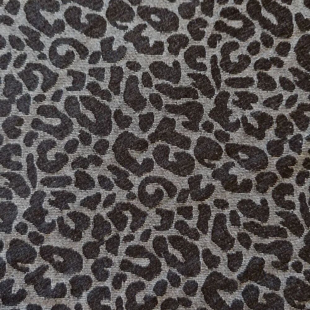 10.5 oz Jacquard Denim Fabric Leopard Black