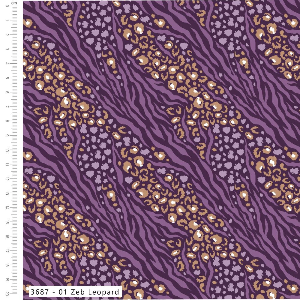 The Craft Cotton Company Amethyst Jungle Zebra Leopard