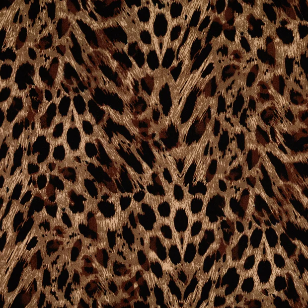 Viscose Satin Fabric Leopard Print Brown
