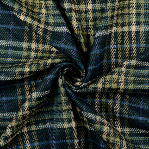 Viscose Blend fabric yarn dyed Checks Green