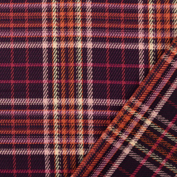 Viscose Blend fabric yarn dyed Checks Fuchsia