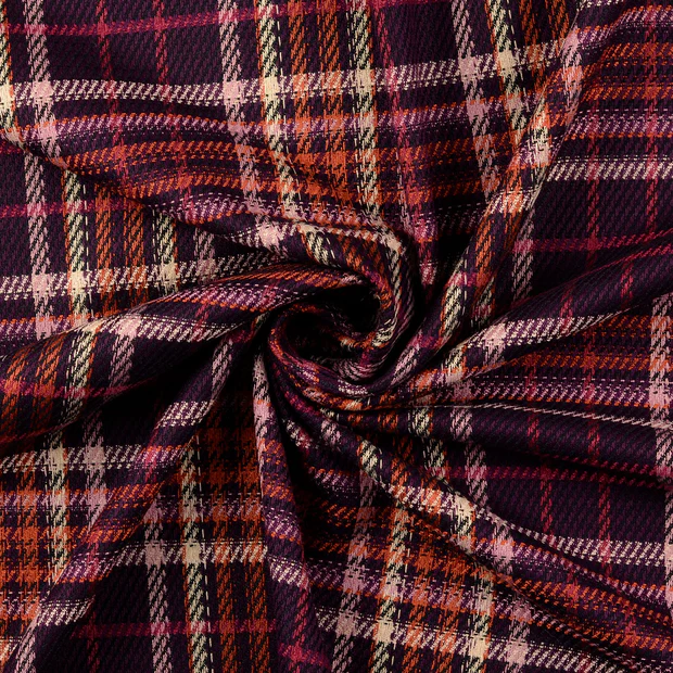 Viscose Blend fabric yarn dyed Checks Fuchsia