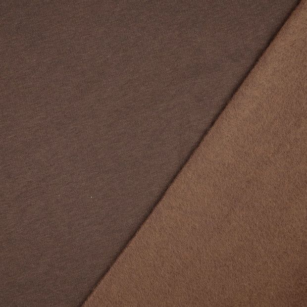 Sweatshirt Fabric Chocolate Green Fleece Backed 6007