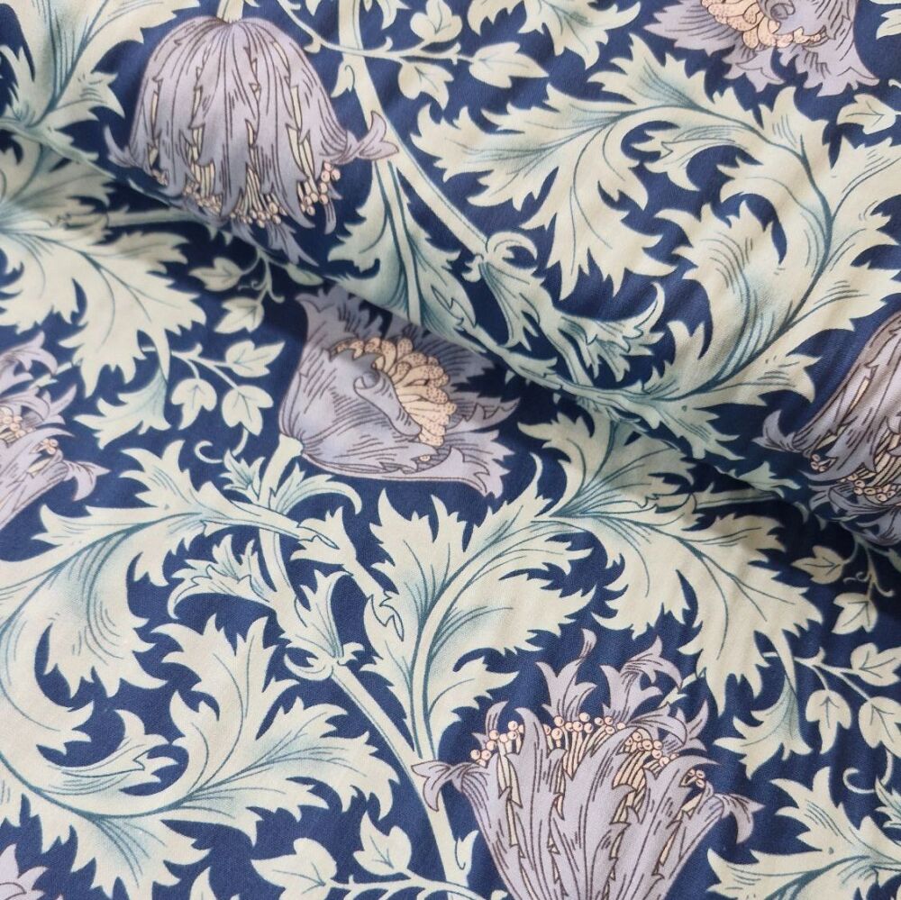 William Morris Cotton Fabric Navy/Green