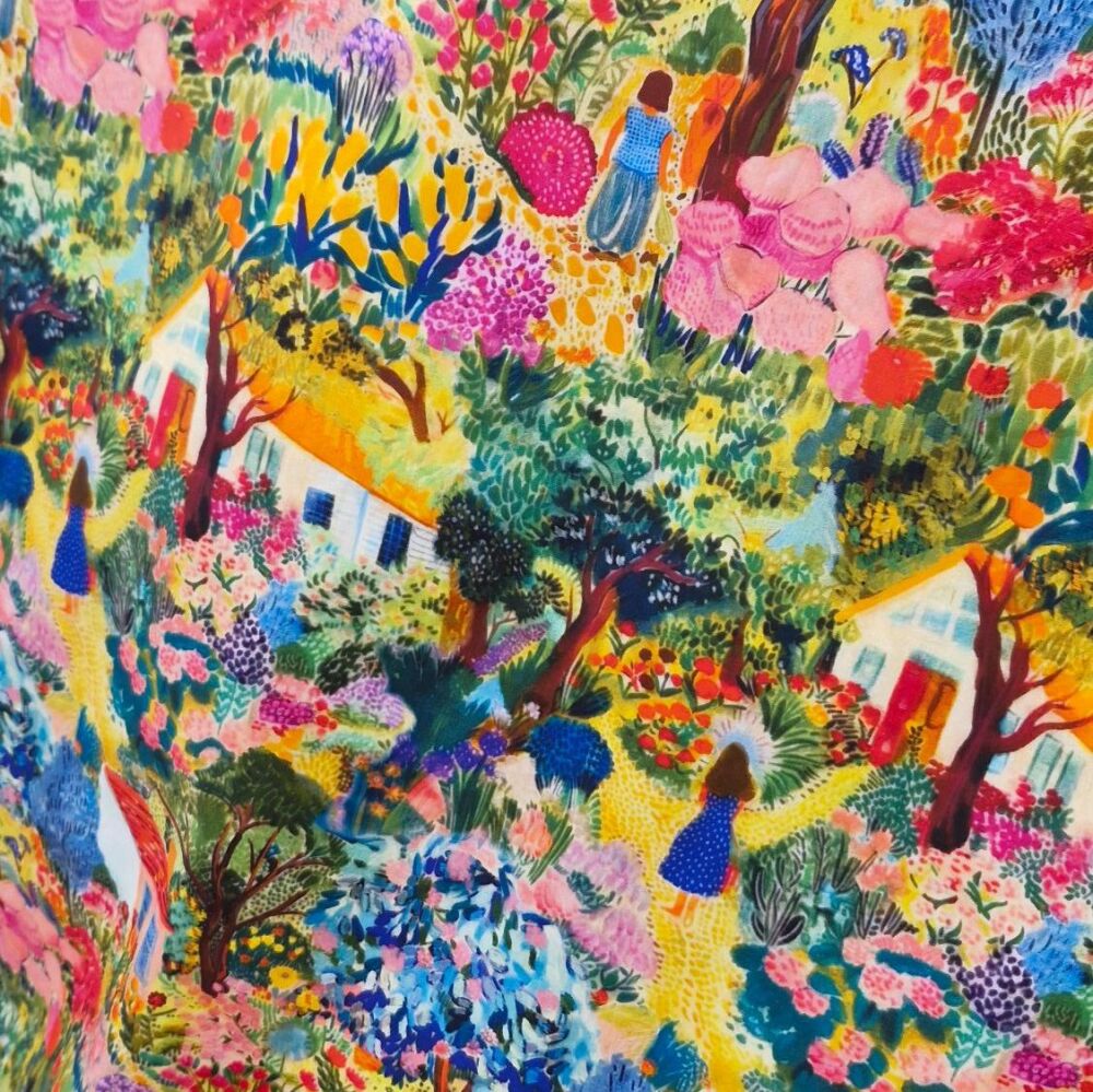 Freda Kahlo Inspired Cotton Fabric Colourfull Fields