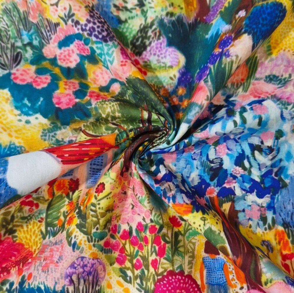 Freda Kahlo Inspired Cotton Fabric Colourfull Fields