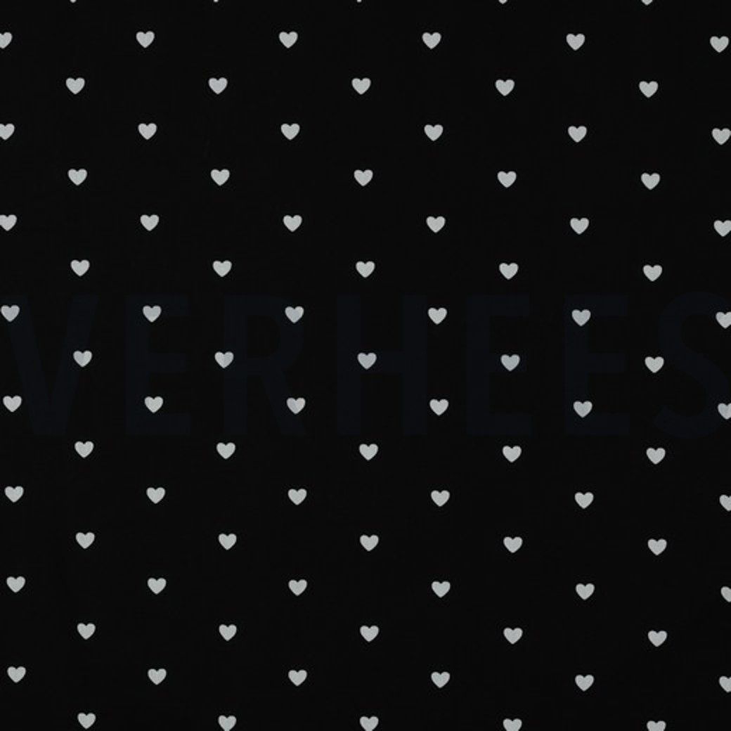 FINE COTTON POPLIN Hearts Black