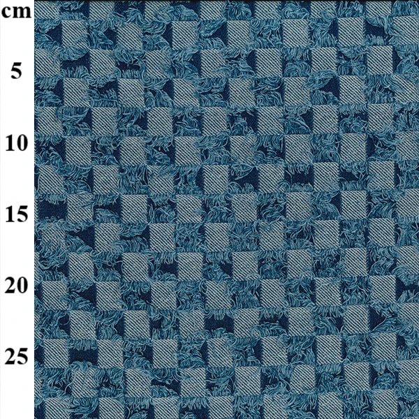 10.5 oz Jacquard Denim Fabric Check Medium
