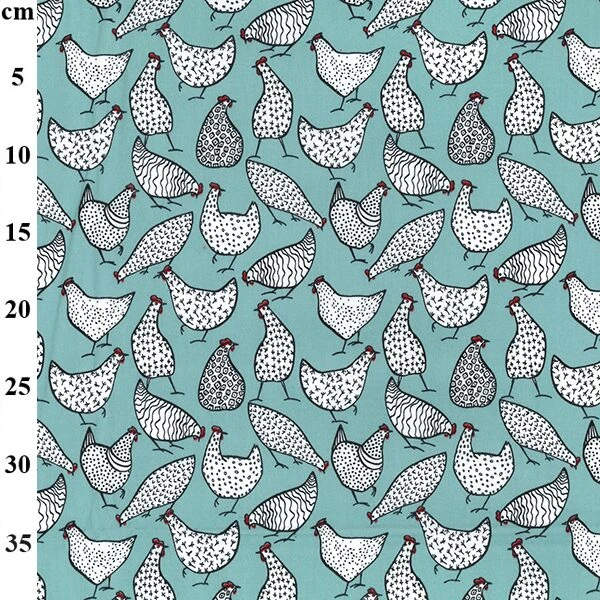 Cotton Poplin Fabric Chickens Duck Egg