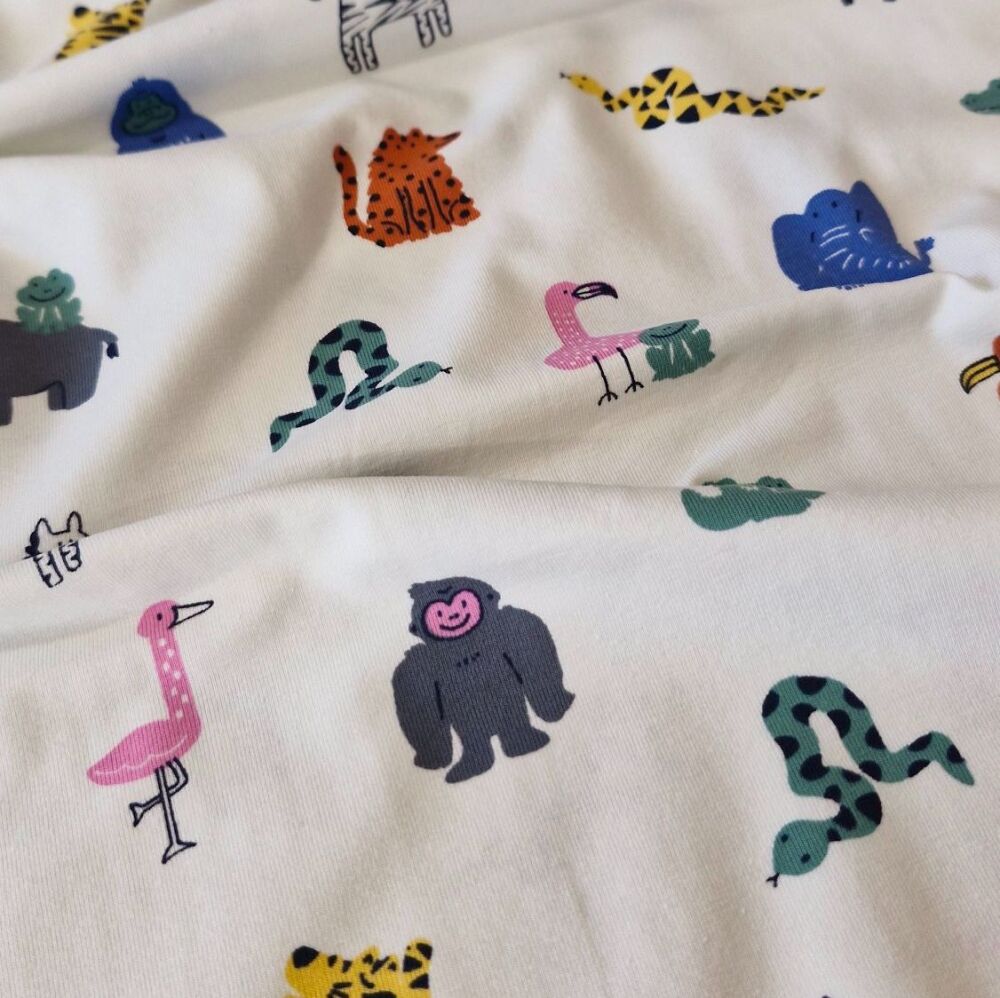 Cotton Jersey Safari Animals