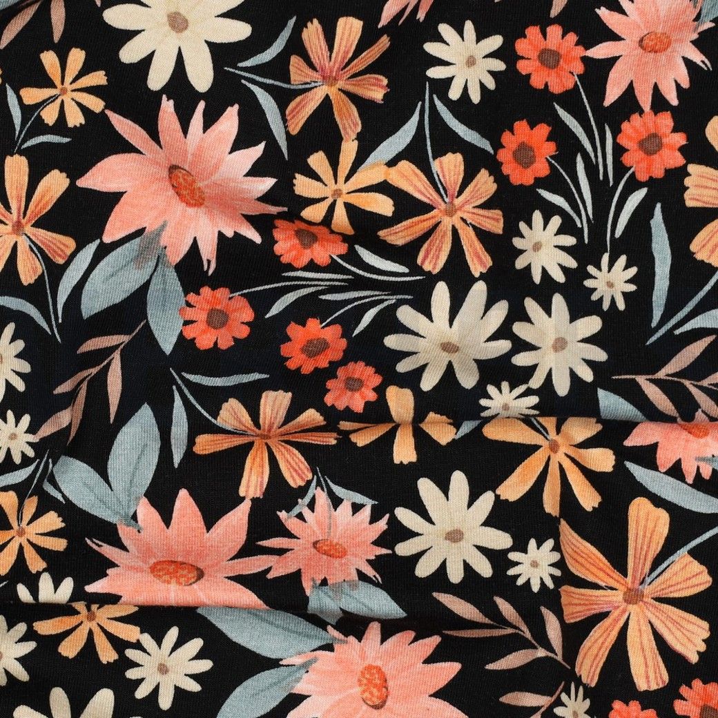 Digital Cotton Jersey Flowers