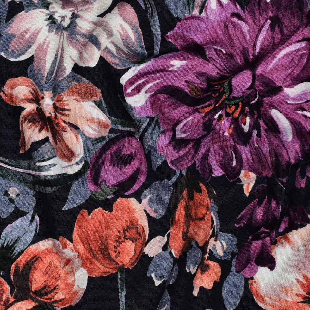 French Terry Digital Flowers