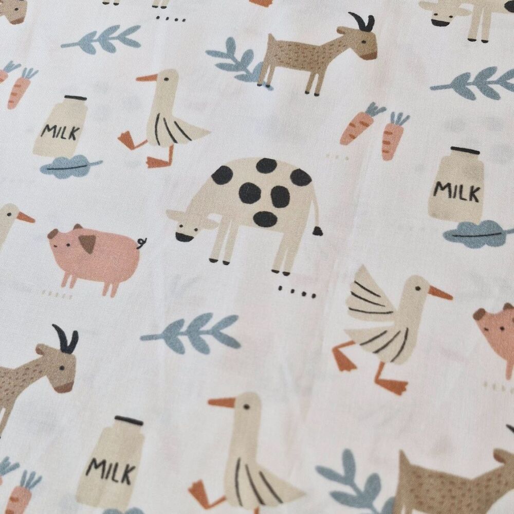 Fine Cotton Poplin Farm Animals